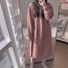 Plain Long-sleeve Sweatshirt Split Dress As Shown In Figure - One Size