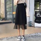 High-waist Mesh Panel Knit Skort