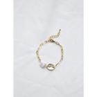 Pearl & Disc Charm Chain Bracelet Gold - One Size
