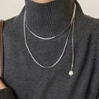 Bead Pendant Chain Necklace 1pc - Silver - One Size