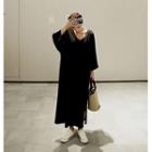 Long-sleeve Slit Maxi T-shirt Dress