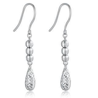 14k/585 White Gold Teardrop Dangle Earrings