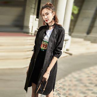 Drawstring Slit-side Long Shirt
