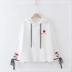 Fox Embroidered Hoodie White - One Size