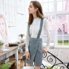 Pinstriped Double-breasted Jumper Skirt