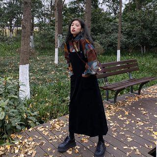 Corduroy Overall Dress Black - One Size