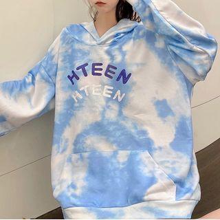 Tie-dye Loose Fit Long-sleeve Lettering Hoodie