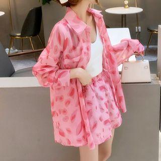 Set: Print Shirt + Wide Leg Shorts