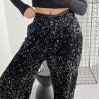 High Waist Sequined Loose Fit Pants