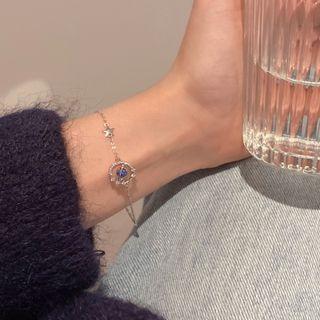 Planet Glaze Rhinestone Alloy Bracelet Silver & Blue - One Size