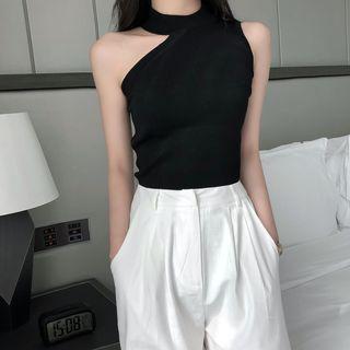 Sleeveless Cut Out Knit Top / Wide-leg Pants