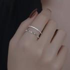 Layered Sterling Silver Open Ring Double Layer Ring - Silver - One Size
