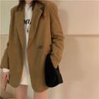 Plain Pocket-detail Long-sleeve Blazer