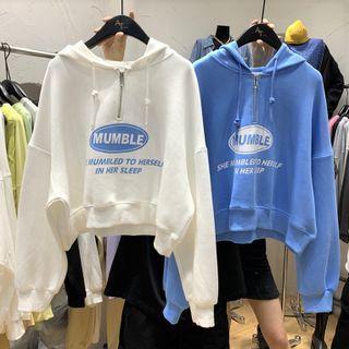 Long Sleeve Half Zip Print Hoodie