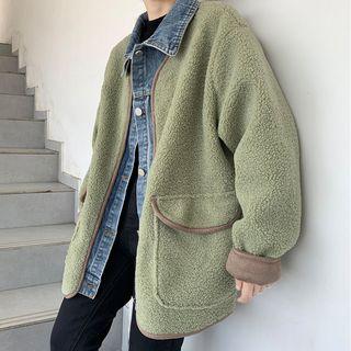 Faux Shearling Mock Two-piece Buttoned Jacket