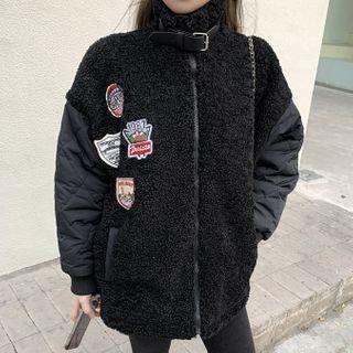 Applique Stand-collar Fleece Jacket