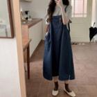 Denim Midi Overall Dress / Short-sleeve T-shirt / Set