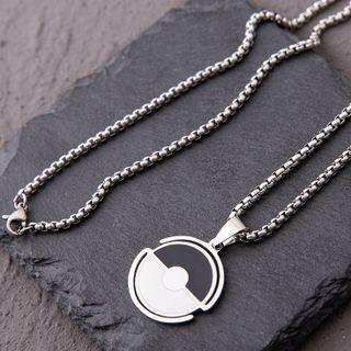 Black & White Circle Steel Necklace Silver - One Size