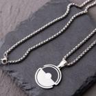 Black & White Circle Steel Necklace Silver - One Size