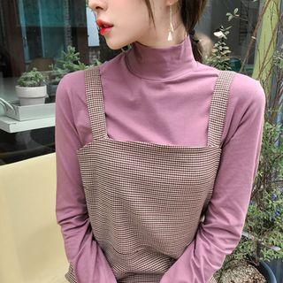 Zipped Mock-neck Top In 3 Colors