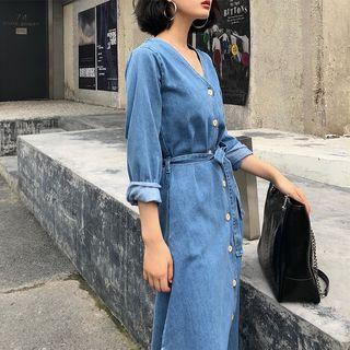 Single-breasted Midi Denim Dress