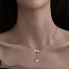 Heart Star Pendant Lock Necklace Rose Gold - One Size