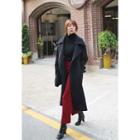 Wide-lapel Double-breasted Wool Blend Coat