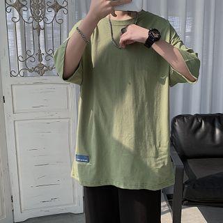 Couple Matching Elbow-sleeve Applique T-shirt