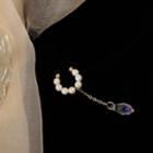 Faux Pearl Faux Crystal Dangle Earring 1 Pc - As Shown In Figure - One Size