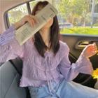 Long-sleeve Crinkled Blouse Violet - One Size