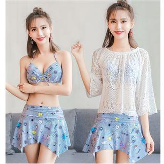 Set: Cover-up + Swim Skirt + Bikini Top