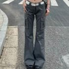 Low-rise Plain Cargo Boot-cut Pants