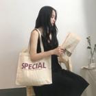 Lettering Canvas Tote Bag Special - Off-white - One Size