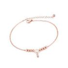 Personalized Cute Plated Rose Gold Smiley Face Round Bead 316l Stainless Steel Anklet With Cubic Zirconia Rose Gold - One Size