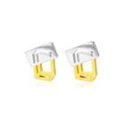 Sterling Silver Plated Gold Simple Creative Hollow Two-color Geometric Stud Earrings Golden - One Size