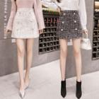 Double-breasted Tweed A-line Skirt