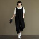 Plain Drop Crotch Jumper Pants