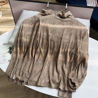 Turtleneck Knit Top Coffee - One Size