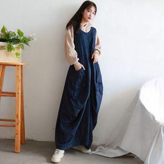 Sleeveless Denim Maxi Dress Dark Denim - One Size