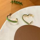 Heart Half-hoop Earring 1 Pair - Green - One Size