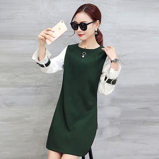 Belted-sleeve Shift Dress