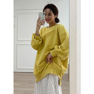 Tall Size Slit-hem Oversized Cotton Sweatshirt
