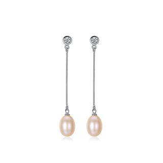 Sterling Silver Fashion And Simple Tassel Earrings With Pink Freshwater Pearl Silver - One Size