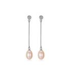Sterling Silver Fashion And Simple Tassel Earrings With Pink Freshwater Pearl Silver - One Size