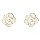 Flower Alloy Faux Pearl Earring 1 Pair - Silver Stud - Gold - One Size