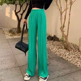 High-waist Accordion Pleat Wide-leg Pants