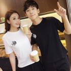 Couple Matching Fish Bone Embroidered Short Sleeve T-shirt
