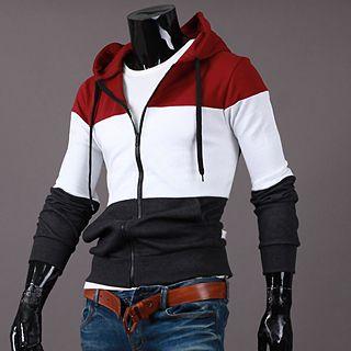 Hooded Color-block Zip-up Jacket