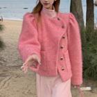 Asymmetrical Button-up Jacket Pink - One Size