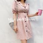 Open-placket Pleated Tie-waist Shirtdress
